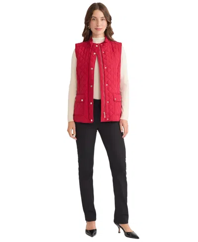 Jones New York Petite Patch Pocket Vest In Red