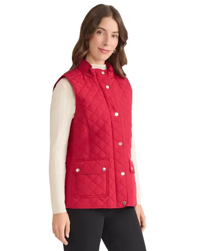 Jones New York Petite Patch Pocket Vest In Red