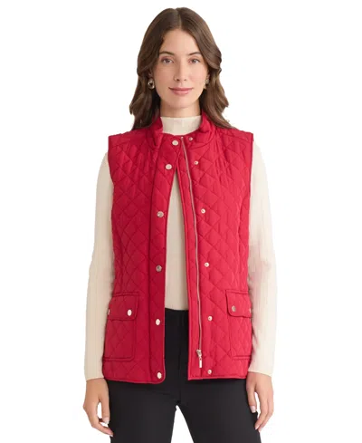 Jones New York Petite Patch Pocket Vest In Red