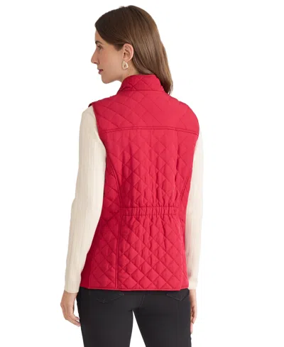 Jones New York Petite Patch Pocket Vest In Red