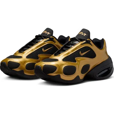 Nike Air Max Muse Mesh-trimmed Metallic Sneakers In Gold