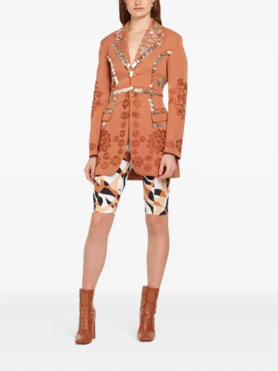 Roberto Cavalli Sequin-embellished Fitted Jacket In Pink