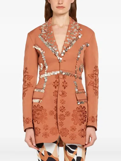 Roberto Cavalli Sequin-embellished Fitted Jacket In Pink