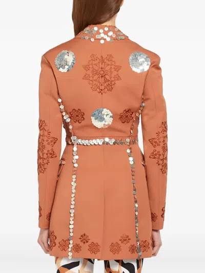 Roberto Cavalli Sequin-embellished Fitted Jacket In Pink