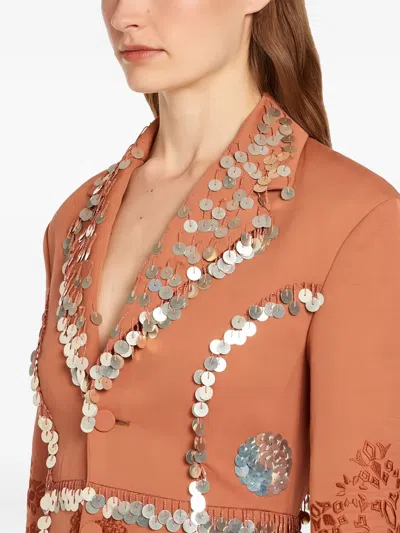 Roberto Cavalli Sequin-embellished Fitted Jacket In Pink