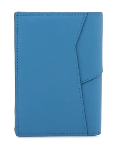 Pre-owned Loewe 2000-2025 Classic Calfskin Puzzle Bifold Card Holder In Blue
