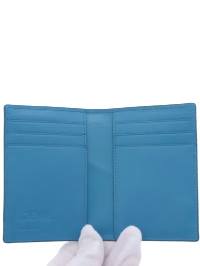 Pre-owned Loewe 2000-2025 Classic Calfskin Puzzle Bifold Card Holder In Blue