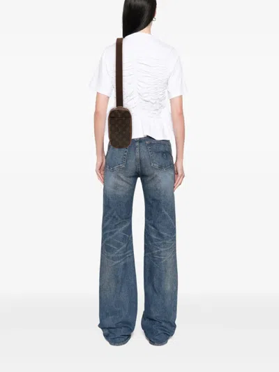 Pre-owned Louis Vuitton 2005 Monogram Pochette Gange Crossbody Bag In Brown