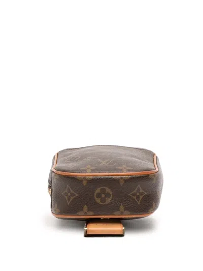 Pre-owned Louis Vuitton 2005 Monogram Pochette Gange Crossbody Bag In Brown
