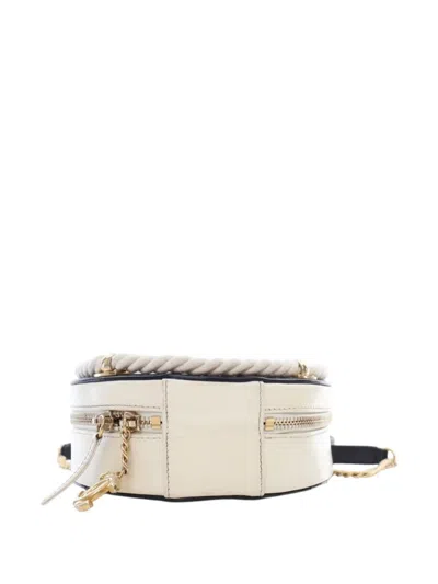 Pre-owned Chanel 2019 Crumpled Calfskin En Vogue Round Bag Satchel In White