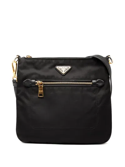 Pre-owned Prada 2013-2025 Tessuto Zip Top Crossbody Bag In Black