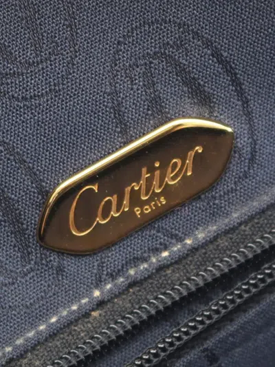 Pre-owned Cartier 2010-2025 Leather Sapphire Crossbody Bag In Black