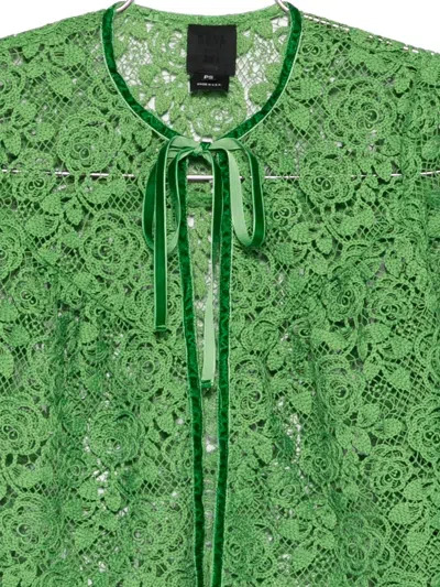 Anna Sui Rose Crochet Lace Bed Jacket In Green