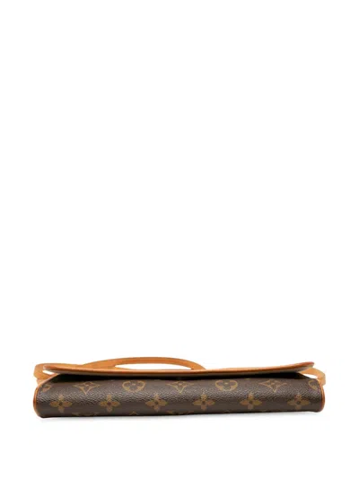 Pre-owned Louis Vuitton 2000 Monogram Pochette Twin Gm Crossbody Bag In Brown