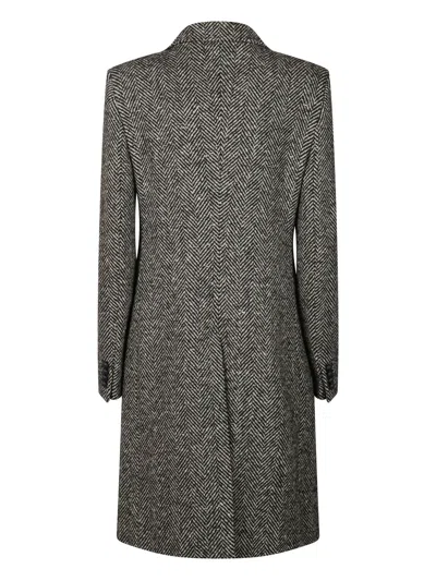 Tagliatore Pattern Herringbone Single Breasted Coat In Gray