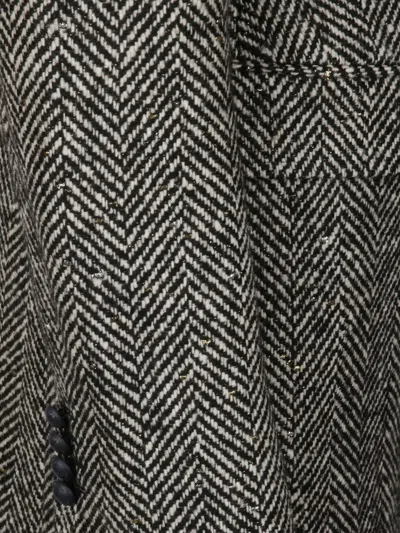 Tagliatore Pattern Herringbone Single Breasted Coat In Gray