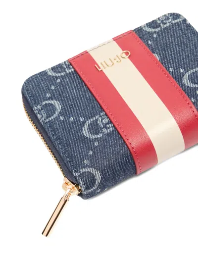 Liu •jo Zip-around Denim-effect Wallet In Blue