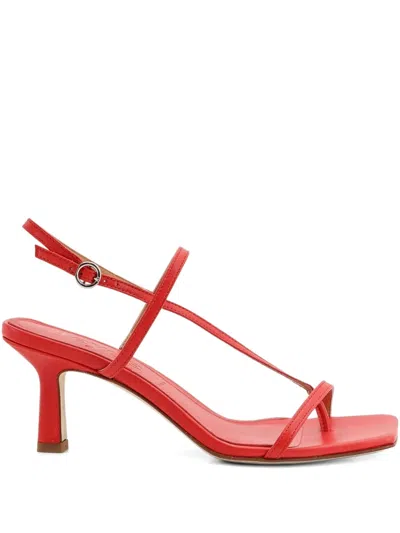 Aeyde Square Toe High Heel Sandals In Red