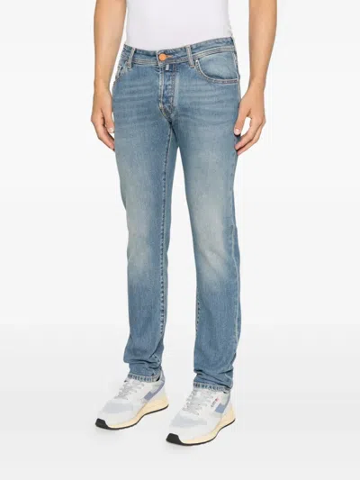 Jacob Cohen Mid-rise Blue Denim Jeans With Contemporary Fit In Blue