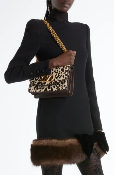 Valentino Garavani Vain Small Cow-print Leather And Calf-hair Shoulder Bag In Animal Print