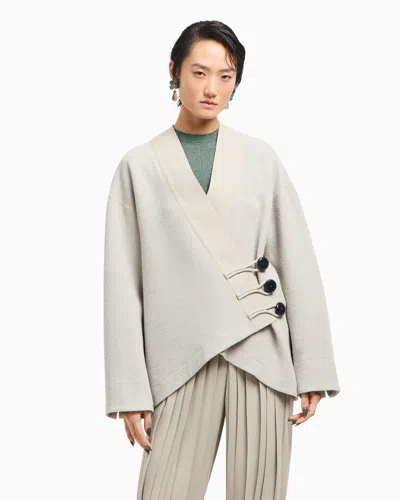 Giorgio Armani Textured Wrap Blazer Featuring Side Tie In White