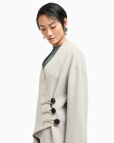 Giorgio Armani Textured Wrap Blazer Featuring Side Tie In White