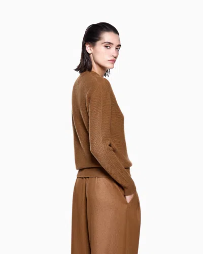 Giorgio Armani Vicuña Wool Crew-neck Jumper In Brown