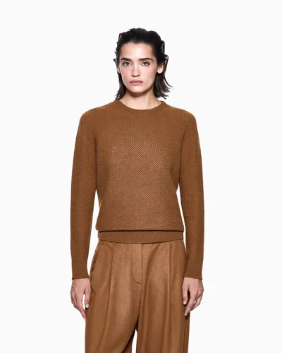Giorgio Armani Vicuña Wool Crew-neck Jumper In Brown