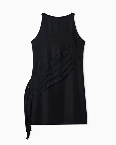 Emporio Armani Polygon Capsule Collection Dress With Satin-fringed Details In Black