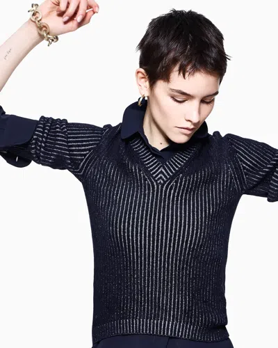 Giorgio Armani Virgin Wool And Viscose V-neck Jumper In White