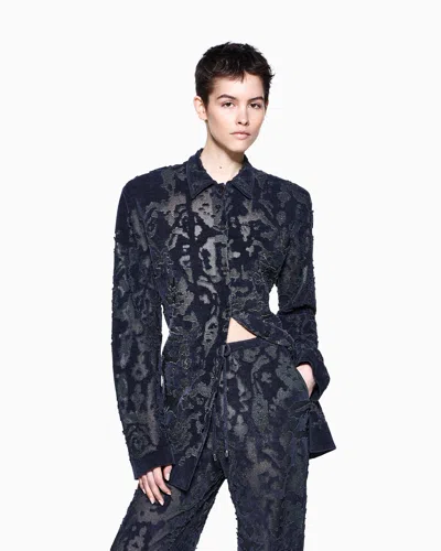 Giorgio Armani Shirt Jacket In Devoré Fabric In Gray