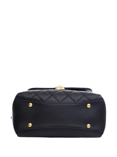 Pre-owned Chanel 2019 Quilted Goatskin Side Chain Compartment Flap Crossbody Bag In Black