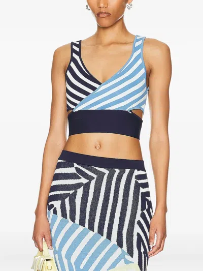 Staud Trenton Striped Cut-out Crop Top In Multi