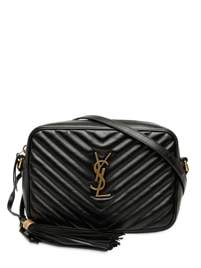 Pre-owned Saint Laurent 2018 Matelasse Leather Monogram Lou Camera Bag Crossbody Bag In Black