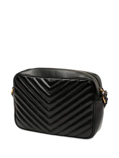 Pre-owned Saint Laurent 2018 Matelasse Leather Monogram Lou Camera Bag Crossbody Bag In Black