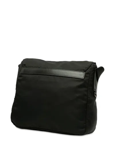 Pre-owned Prada 2013-2025 Tessuto Zip Buckle Messenger Bag Crossbody Bag In Black