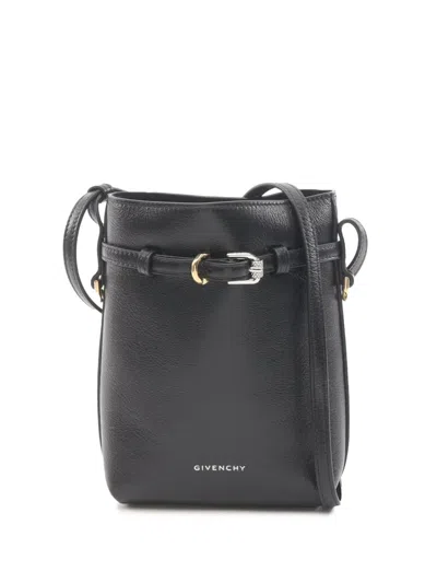 Pre-owned Givenchy 2000-2025 Leather Voyou Phone Pouch Crossbody Bag In Black
