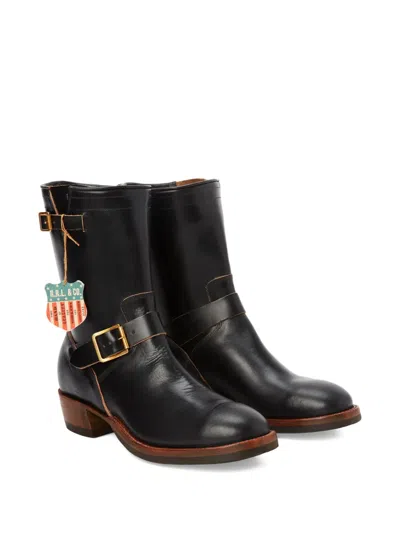 Rrl Buckle-embellished Biker Boots In Black