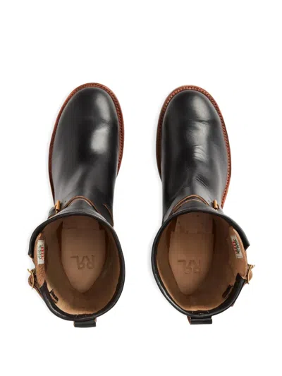 Rrl Buckle-embellished Biker Boots In Black