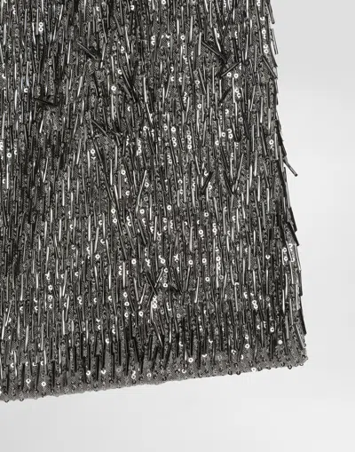 Dolce & Gabbana Dress With Embroidered Sequins In Silver