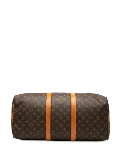 Pre-owned Louis Vuitton 1986 Monogram Keepall Bandouliere 50 Travel Bag In Brown