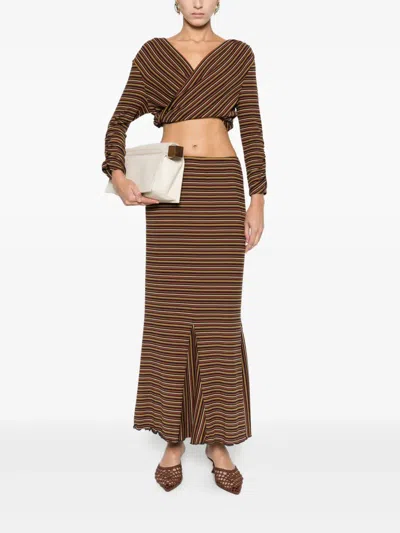 条纹裹身式上衣