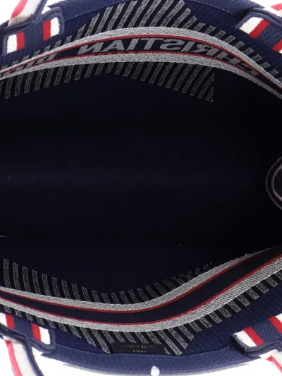 Pre-owned Dior Book Embroidered Canvas Large Tote Bag In Blue