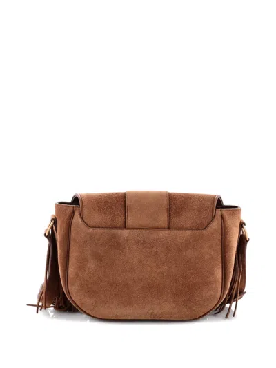 Pre-owned Celine Camarat Fringe Suede Medium Crossbody Bag In Brown