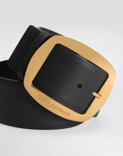 Dolce & Gabbana Calfskin Belt In Black