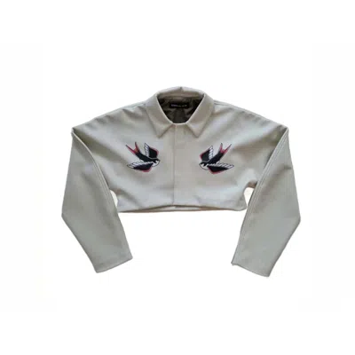 Circular Path Women's Neutrals  X Wren + Glory Crop Vegan Leather Jacket - Cream In Multi