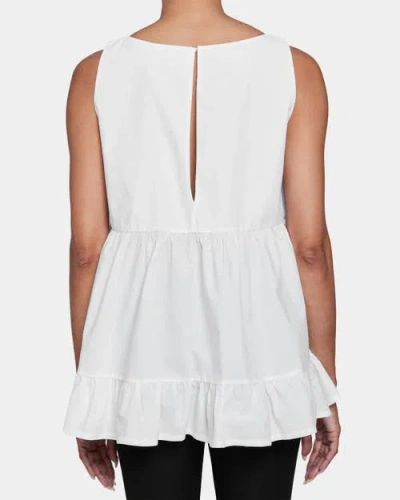 Santorelli Joy Sleeveless Ruffle Top In White