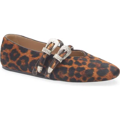Le Monde Beryl Claudia Leopard Spot Genuine Calf Hair Mary Jane Flat In Brown