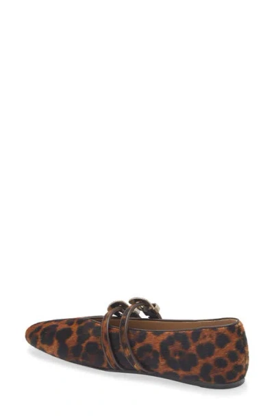 Le Monde Beryl Claudia Leopard Spot Genuine Calf Hair Mary Jane Flat In Brown