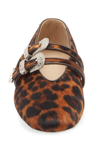 Le Monde Beryl Claudia Leopard Spot Genuine Calf Hair Mary Jane Flat In Brown